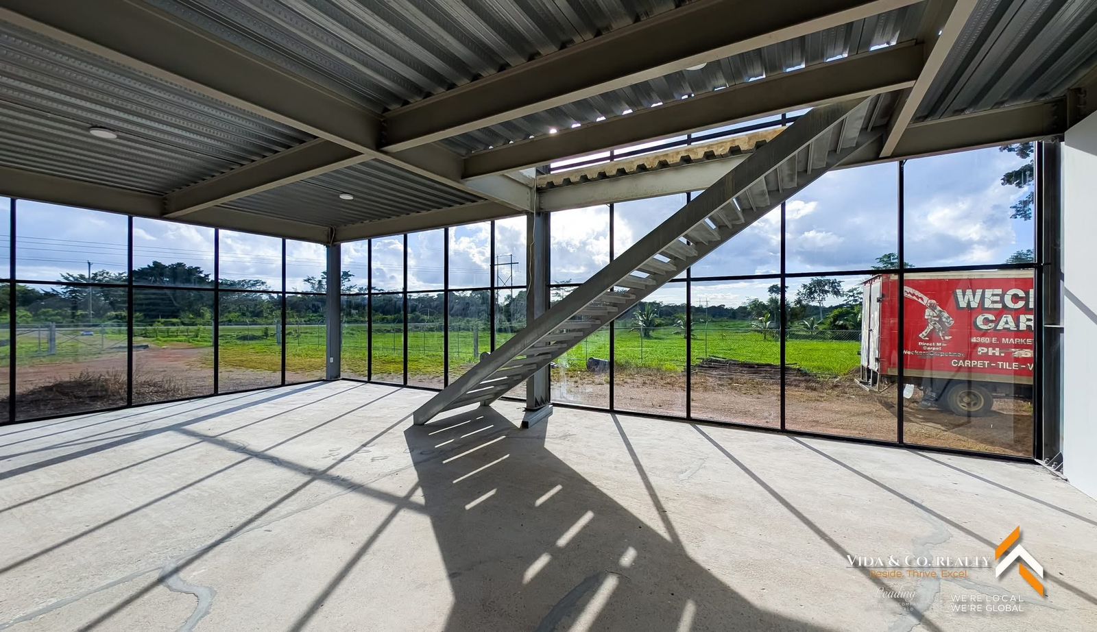 Interior — structural steel frame and staircase